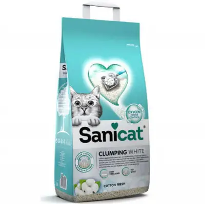 Sanicat Clumping White Cotton Fresh Oksijen Kontrol Kedi Kumu 10 Lt