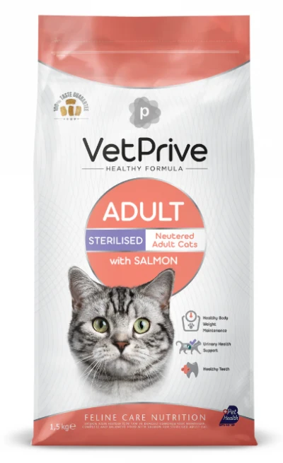 Vet Prive Kısırlaştırılmış Kedi Maması Somonlu 1,5 KG