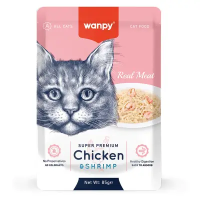 Wanpy pouch tavuklu karidesli yaş kedi maması 85gr*12