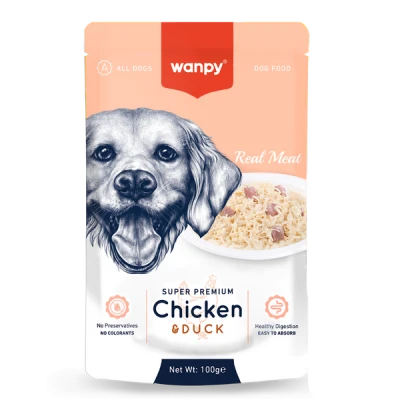 Wanpy pouch tavuk ördek yaş köpek maması 100g*12