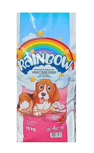 Rainbow yetişkin kuzulu köpek maması 15kg