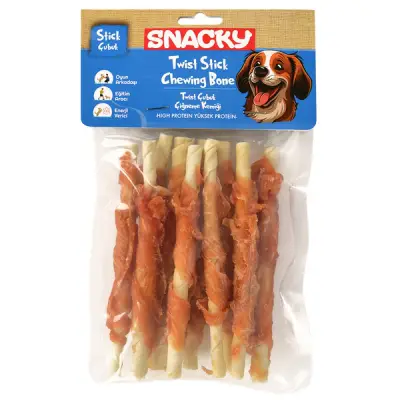 Snacky T.Tavuk sargılı çubuk köpek ödülü 13cm*100g*10