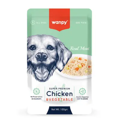 Wanpy pouch tavuk sebze yaş köpek maması 100g