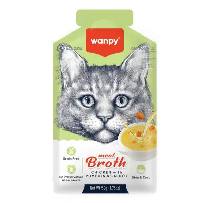 Wanpy kediler için bal kabağı havuçlu tavuk eti çorbası 50g x 12