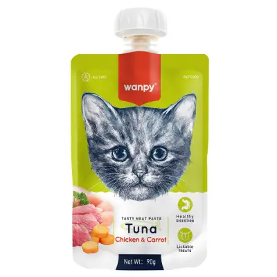 Wanpy taze ton balıklı & tavuklu kedi et ezmesi 90gr x 10